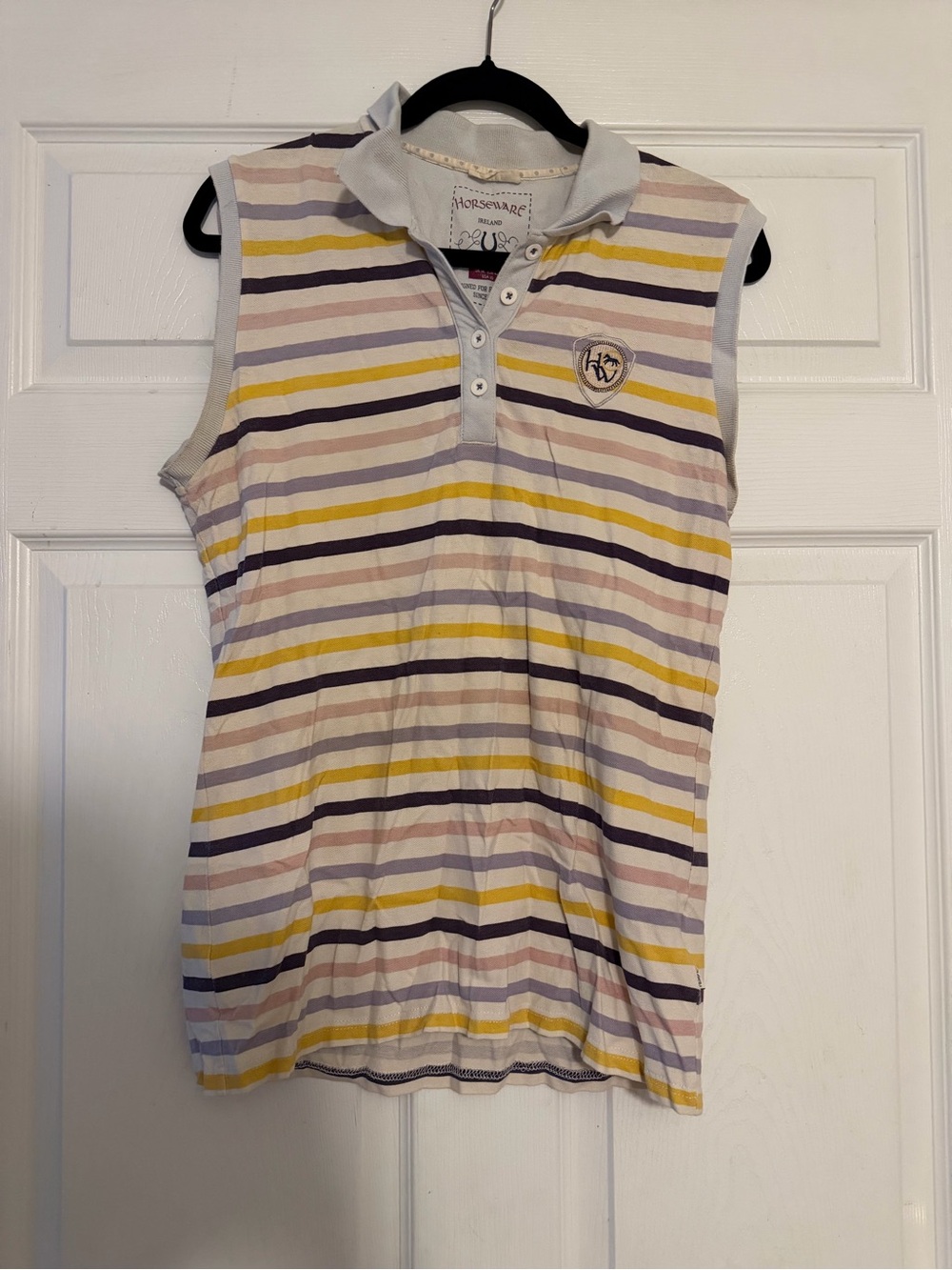 Horseware Ireland Sleeveless Striped Polo Shirt Large